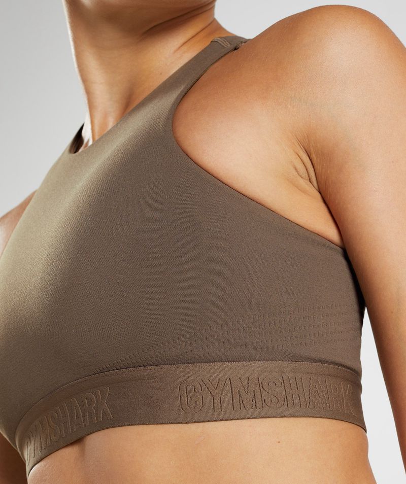 Women's Gymshark 315 Performance High Neck Sports Bra Brown | USA  0345-LAZYN