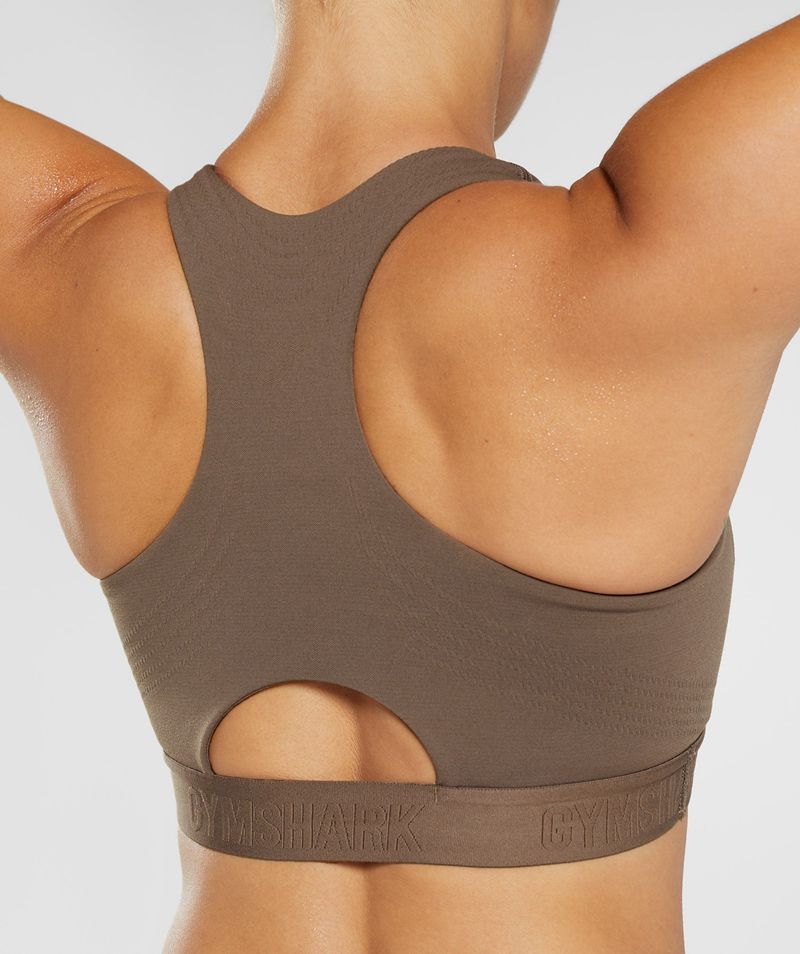 Women's Gymshark 315 Performance High Neck Sports Bra Brown | USA  0345-LAZYN