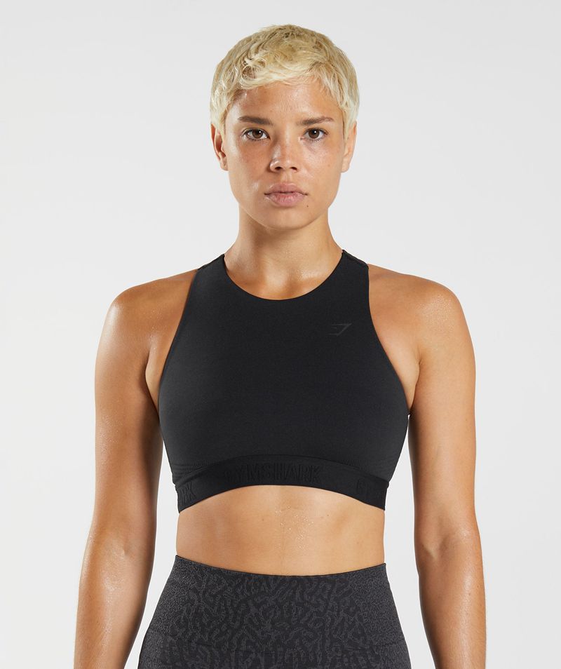 Women\'s Gymshark 315 Performance High Neck Sports Bra Black | USA  6502-FEYNR