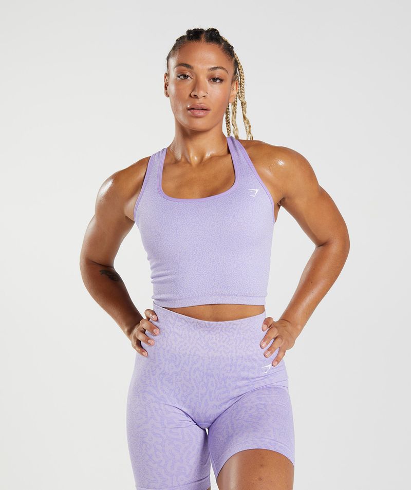 Women\'s Gymshark Adapt Animal Seamless Crop Tank Tops Purple | USA  1845-AEYDW