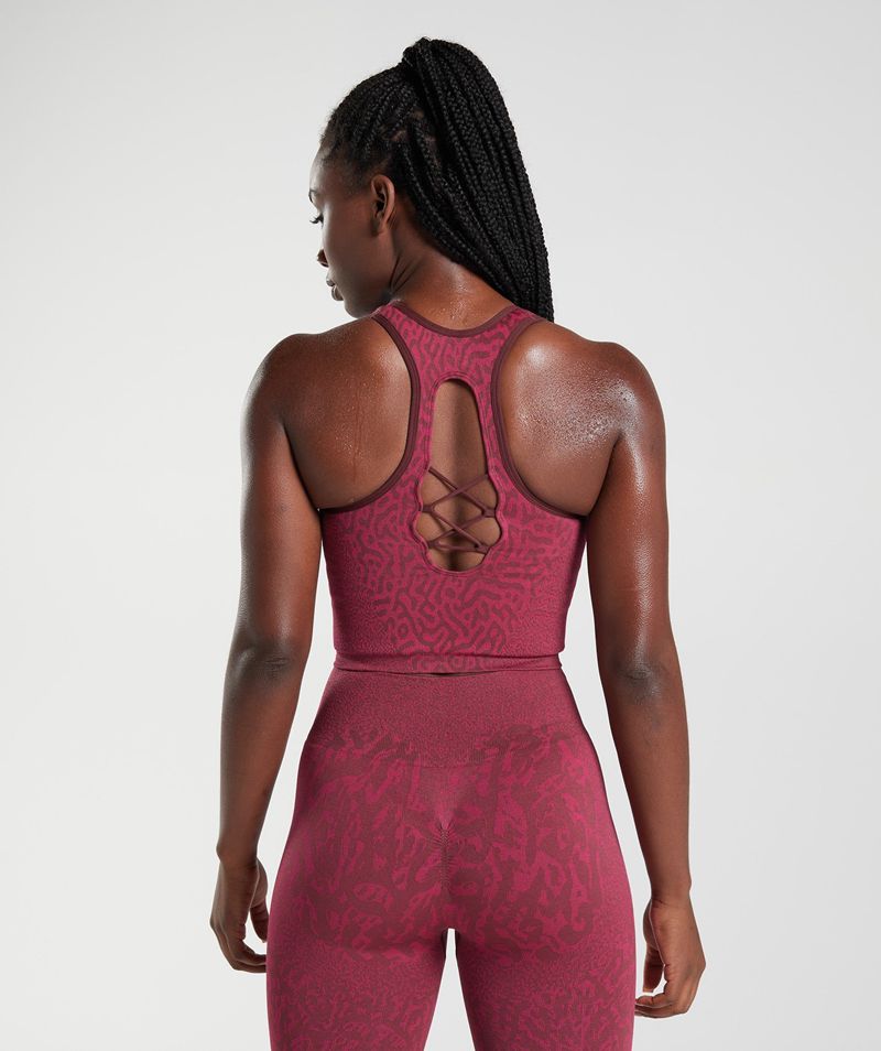 Women's Gymshark Adapt Animal Seamless Crop Tank Tops Burgundy | USA  5394-RVWJZ