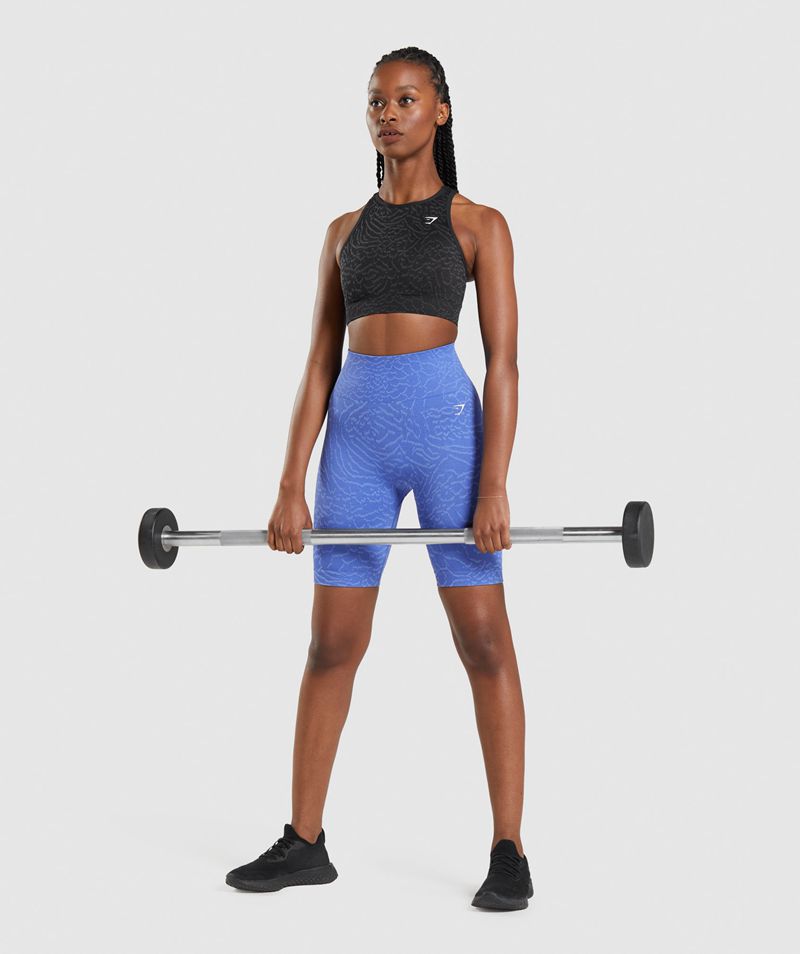 Women's Gymshark Adapt Animal Seamless Cycling Shorts Blue | USA  5682-VGPXI