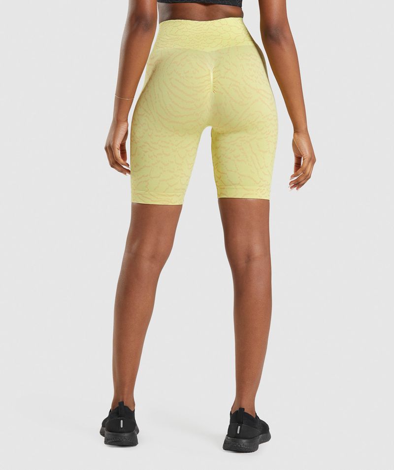 Women's Gymshark Adapt Animal Seamless Cycling Shorts Yellow | USA  7468-VWUEQ