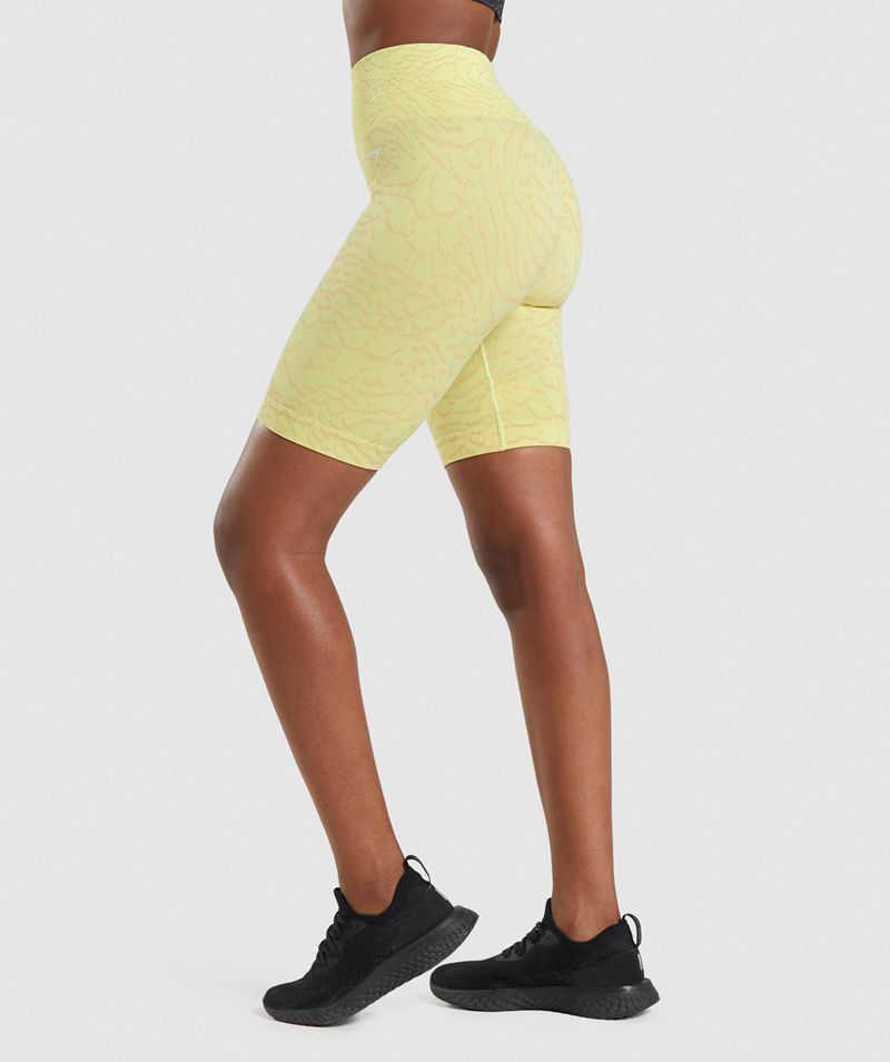 Women's Gymshark Adapt Animal Seamless Cycling Shorts Yellow | USA  7468-VWUEQ