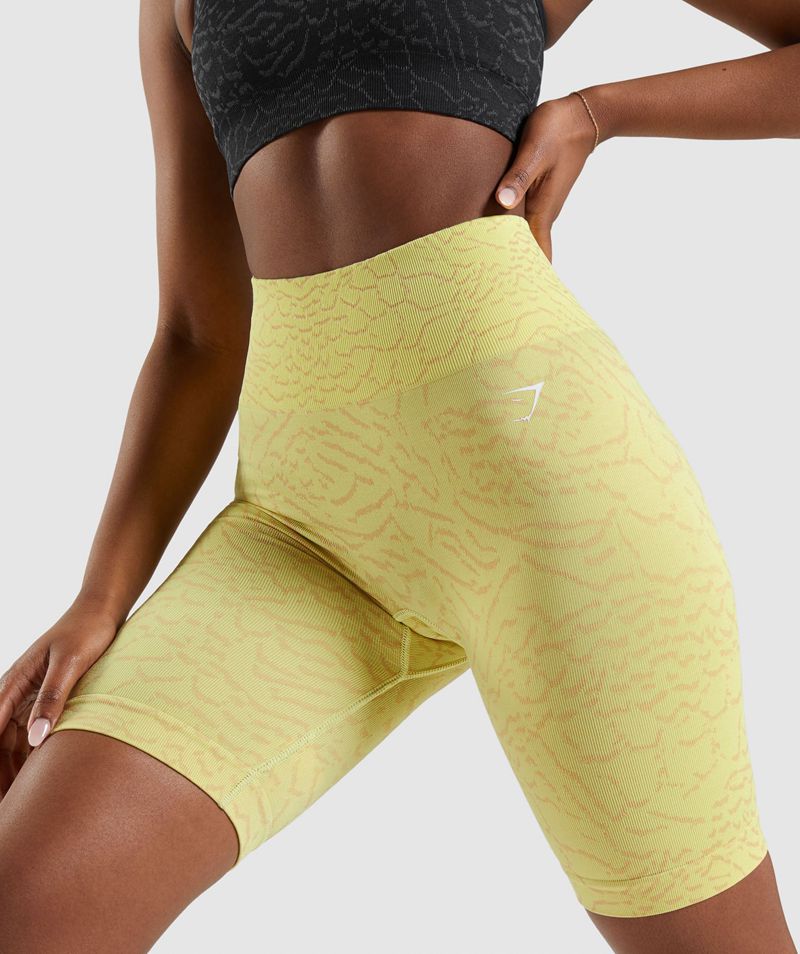 Women's Gymshark Adapt Animal Seamless Cycling Shorts Yellow | USA  7468-VWUEQ