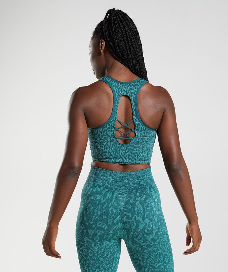 Women's Gymshark Adapt Animal Seamless Crop Tank Tops Turquoise | USA  8012-SCFNK