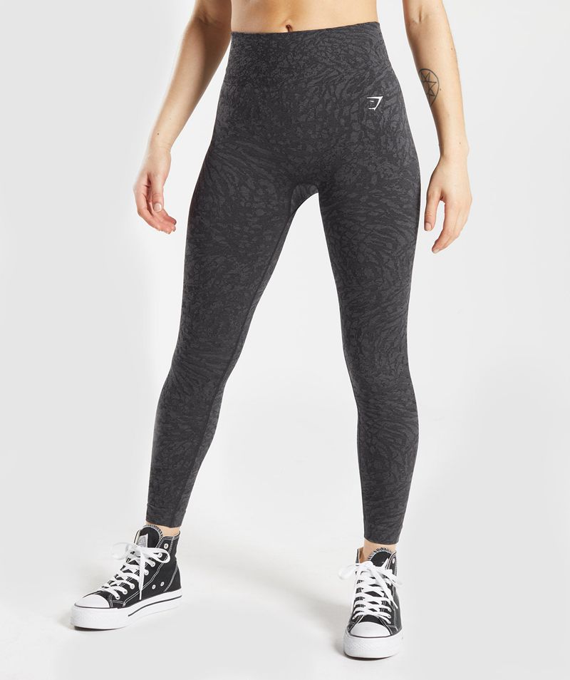 Women\'s Gymshark Adapt Animal Seamless Leggings Black | USA  0168-NOMXL