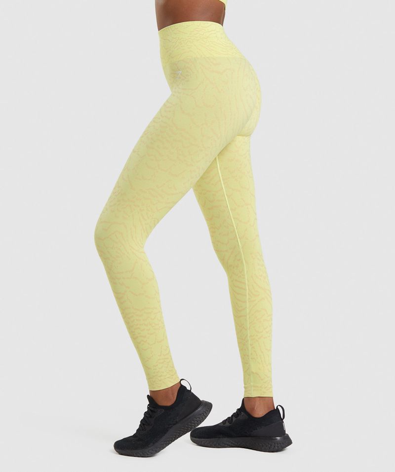 Women's Gymshark Adapt Animal Seamless Leggings Yellow | USA  2869-UWLDV