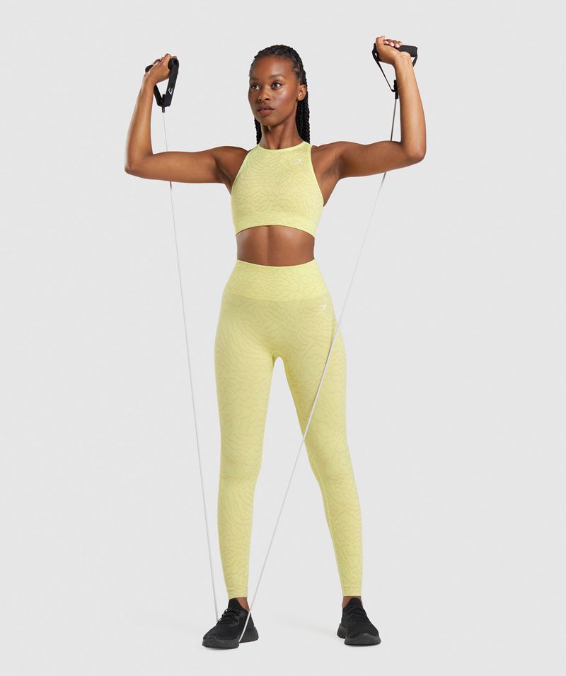 Women's Gymshark Adapt Animal Seamless Leggings Yellow | USA  2869-UWLDV