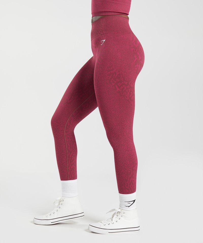 Women's Gymshark Adapt Animal Seamless Leggings Burgundy | USA  2934-CROTE