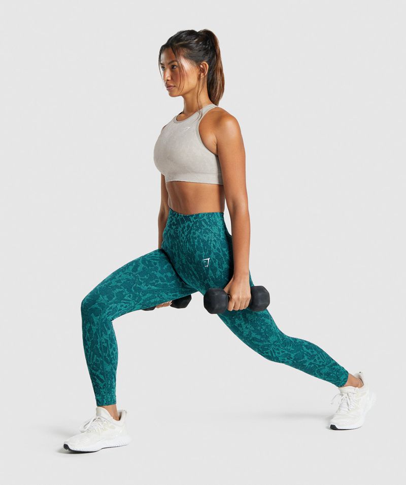 Women's Gymshark Adapt Animal Seamless Leggings Turquoise | USA  3468-BRXUH