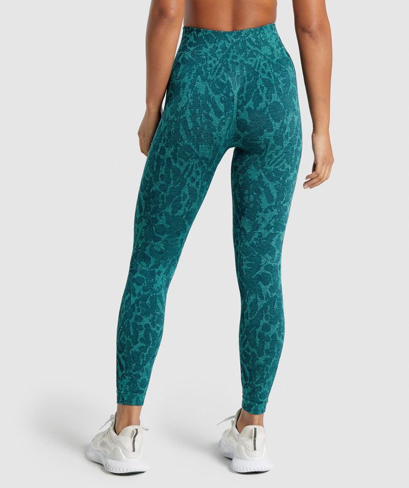 Women's Gymshark Adapt Animal Seamless Leggings Turquoise | USA  3468-BRXUH