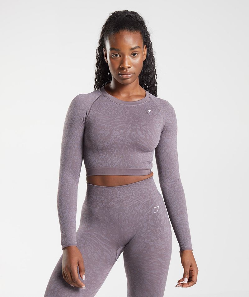 Women's Gymshark Adapt Animal Seamless Lace Up Back Tops Purple | USA  3584-RCVGH