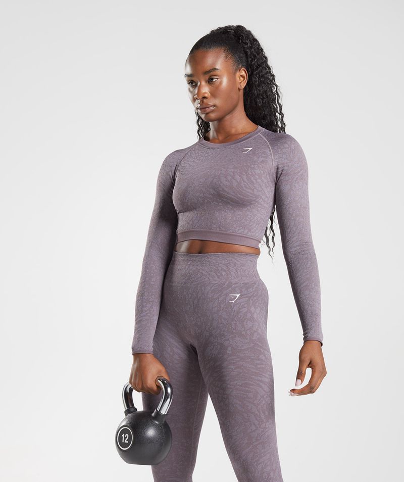 Women's Gymshark Adapt Animal Seamless Lace Up Back Tops Purple | USA  3584-RCVGH