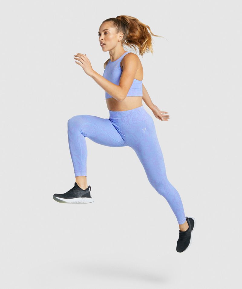 Women's Gymshark Adapt Animal Seamless Leggings Light Blue | USA  3820-FTNEJ