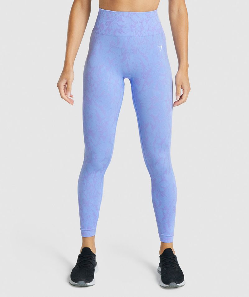 Women\'s Gymshark Adapt Animal Seamless Leggings Light Blue | USA  3820-FTNEJ