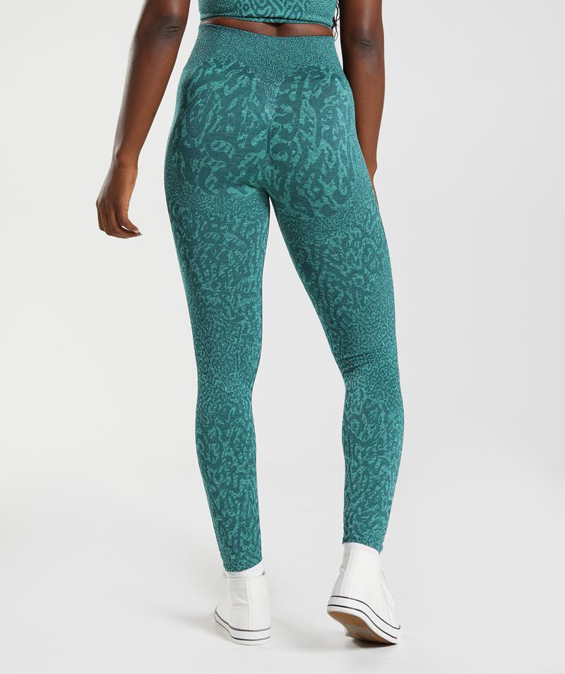 Women's Gymshark Adapt Animal Seamless Leggings Turquoise | USA  4620-GPLCQ