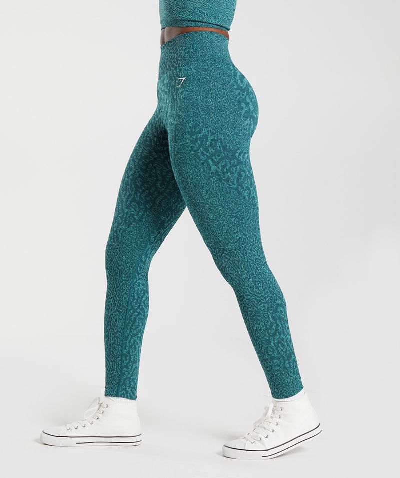 Women's Gymshark Adapt Animal Seamless Leggings Turquoise | USA  4620-GPLCQ