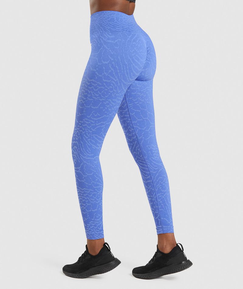 Women's Gymshark Adapt Animal Seamless Leggings Blue | USA  4923-JDEMQ