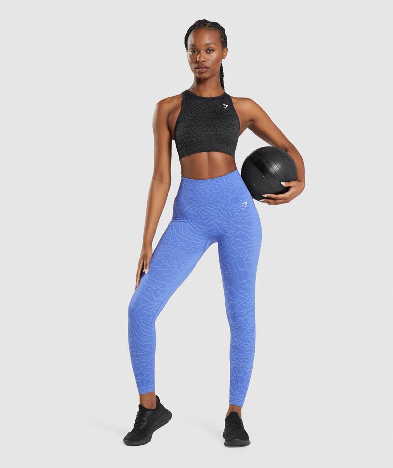 Women's Gymshark Adapt Animal Seamless Leggings Blue | USA  4923-JDEMQ