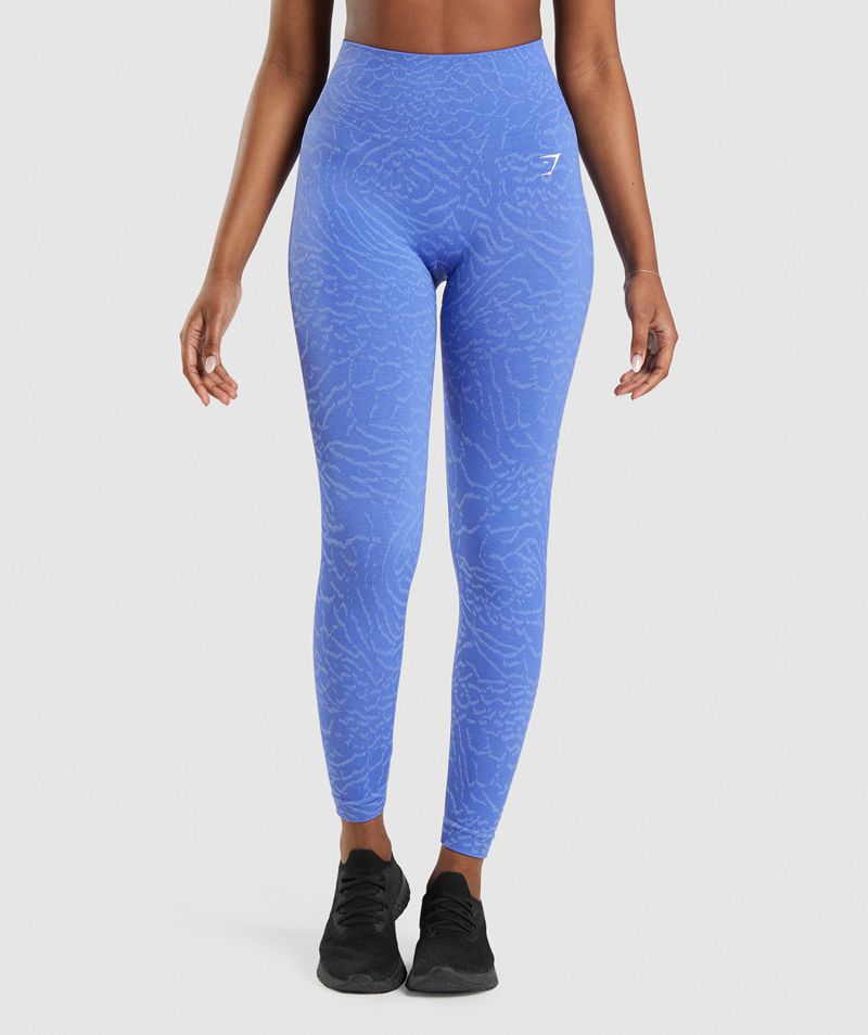 Women\'s Gymshark Adapt Animal Seamless Leggings Blue | USA  4923-JDEMQ