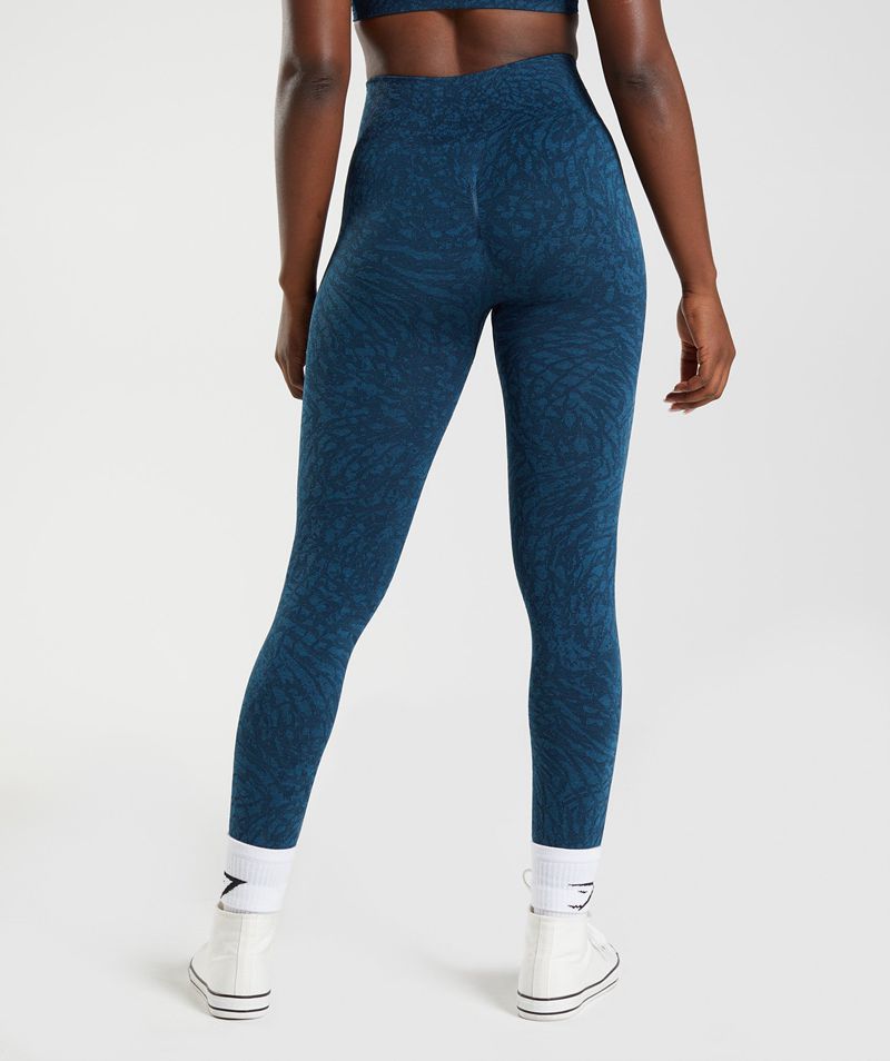 Women's Gymshark Adapt Animal Seamless Leggings Navy | USA  8135-RJACV