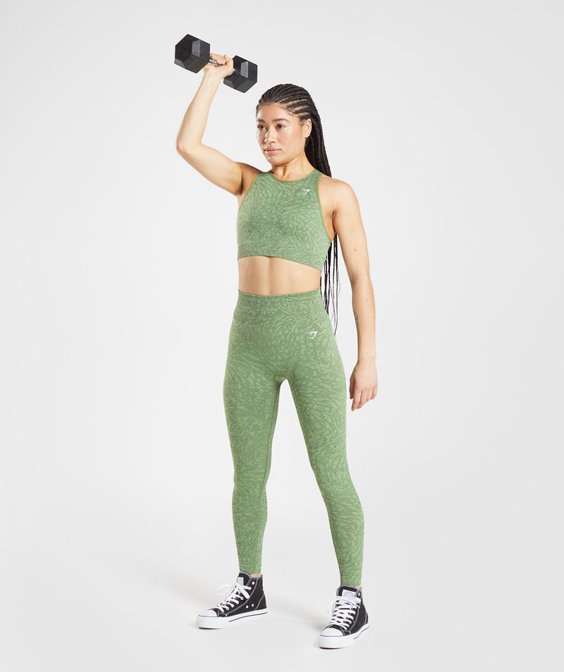 Women's Gymshark Adapt Animal Seamless Leggings Green | USA  9845-FETGJ