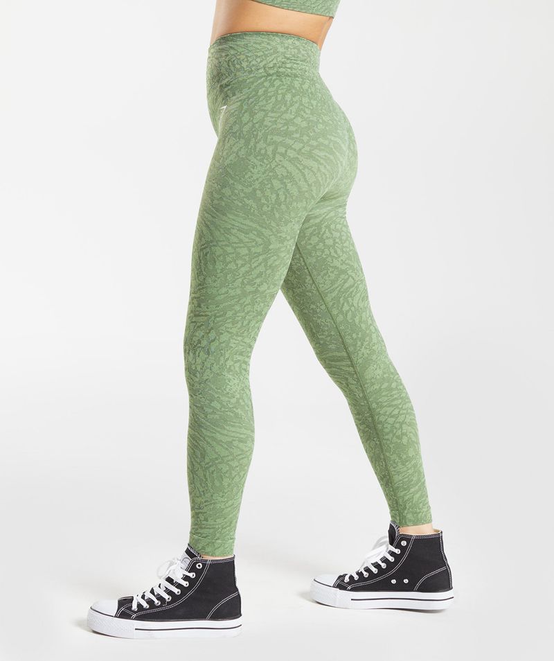 Women's Gymshark Adapt Animal Seamless Leggings Green | USA  9845-FETGJ