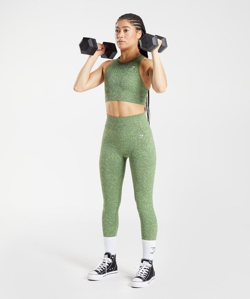 Women's Gymshark Adapt Animal Seamless Sports Bra Green | USA  0478-KXQRF