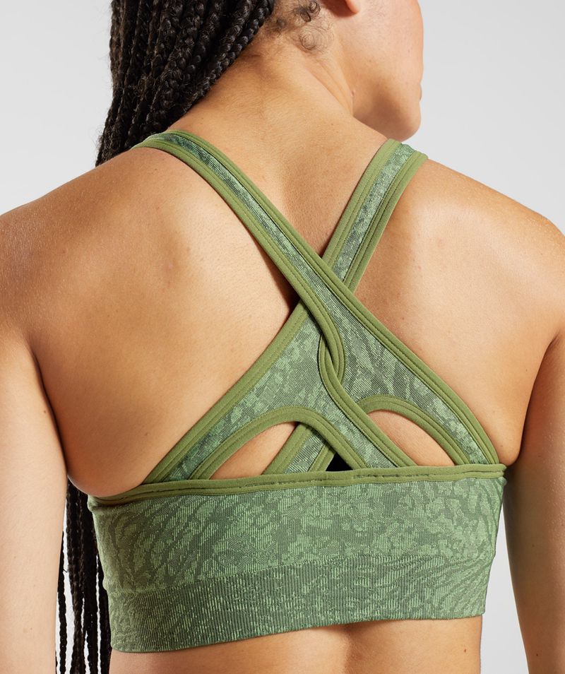 Women's Gymshark Adapt Animal Seamless Sports Bra Green | USA  0478-KXQRF