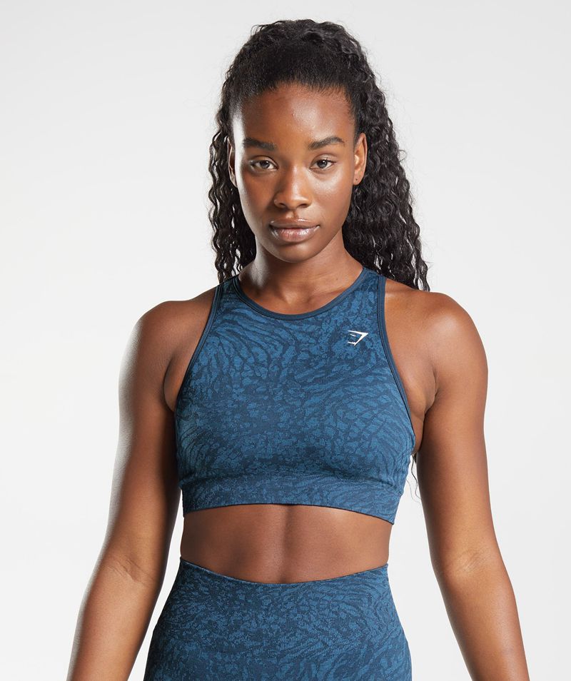 Women's Gymshark Adapt Animal Seamless Sports Bra Navy | USA  0562-RNCOG