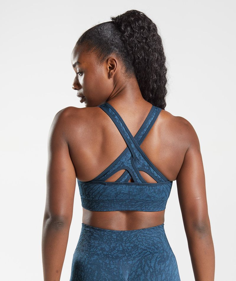 Women's Gymshark Adapt Animal Seamless Sports Bra Navy | USA  0562-RNCOG