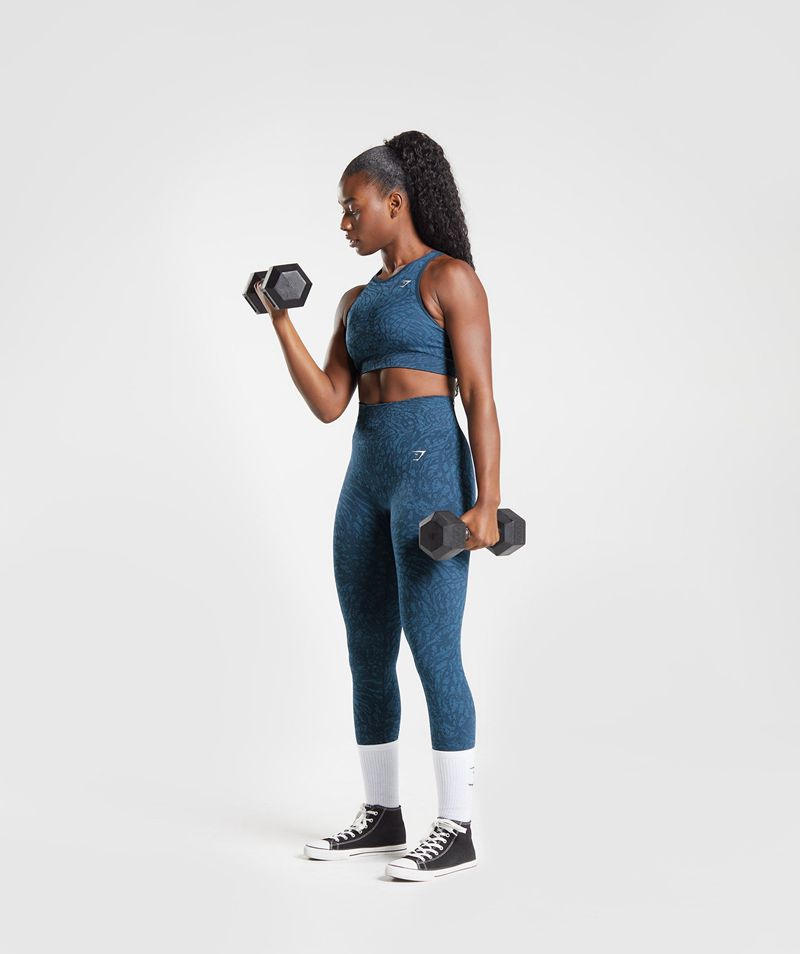 Women's Gymshark Adapt Animal Seamless Sports Bra Navy | USA  0562-RNCOG