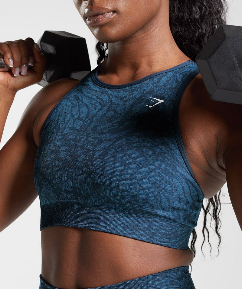 Women's Gymshark Adapt Animal Seamless Sports Bra Navy | USA  0562-RNCOG