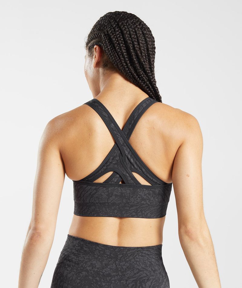 Women's Gymshark Adapt Animal Seamless Sports Bra Black | USA  0641-LMJXS