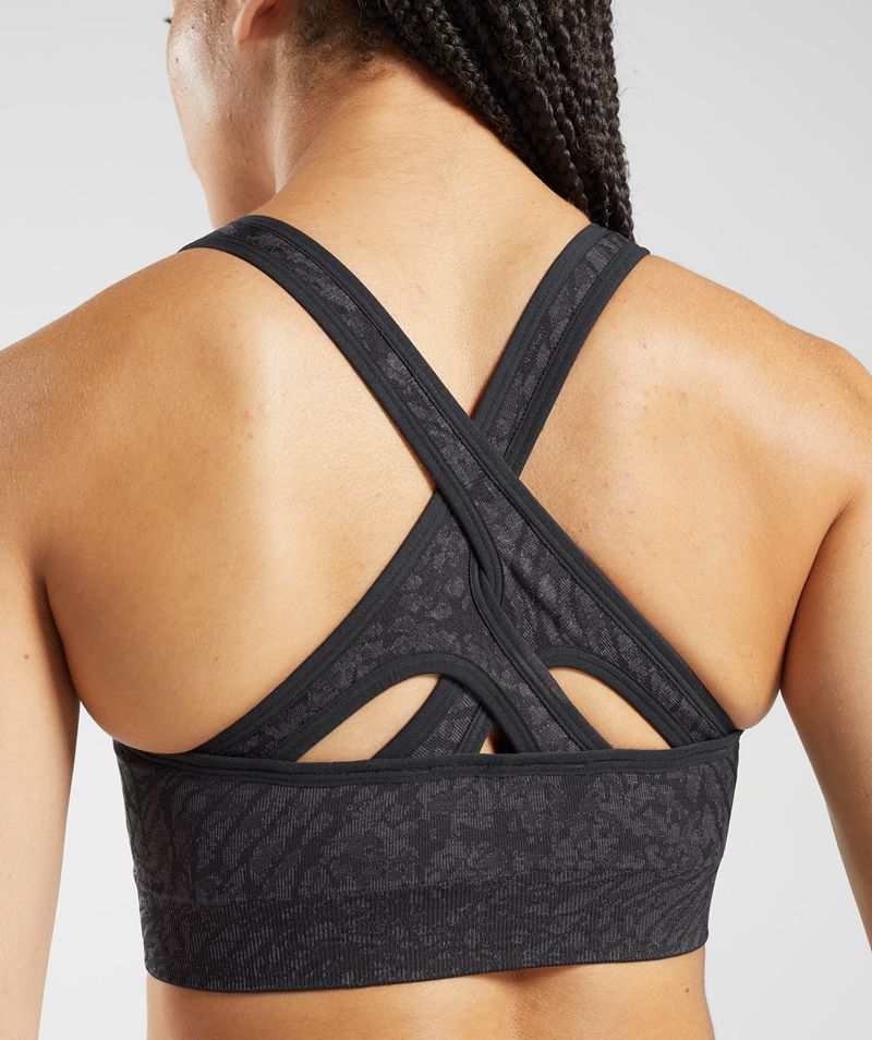 Women's Gymshark Adapt Animal Seamless Sports Bra Black | USA  0641-LMJXS