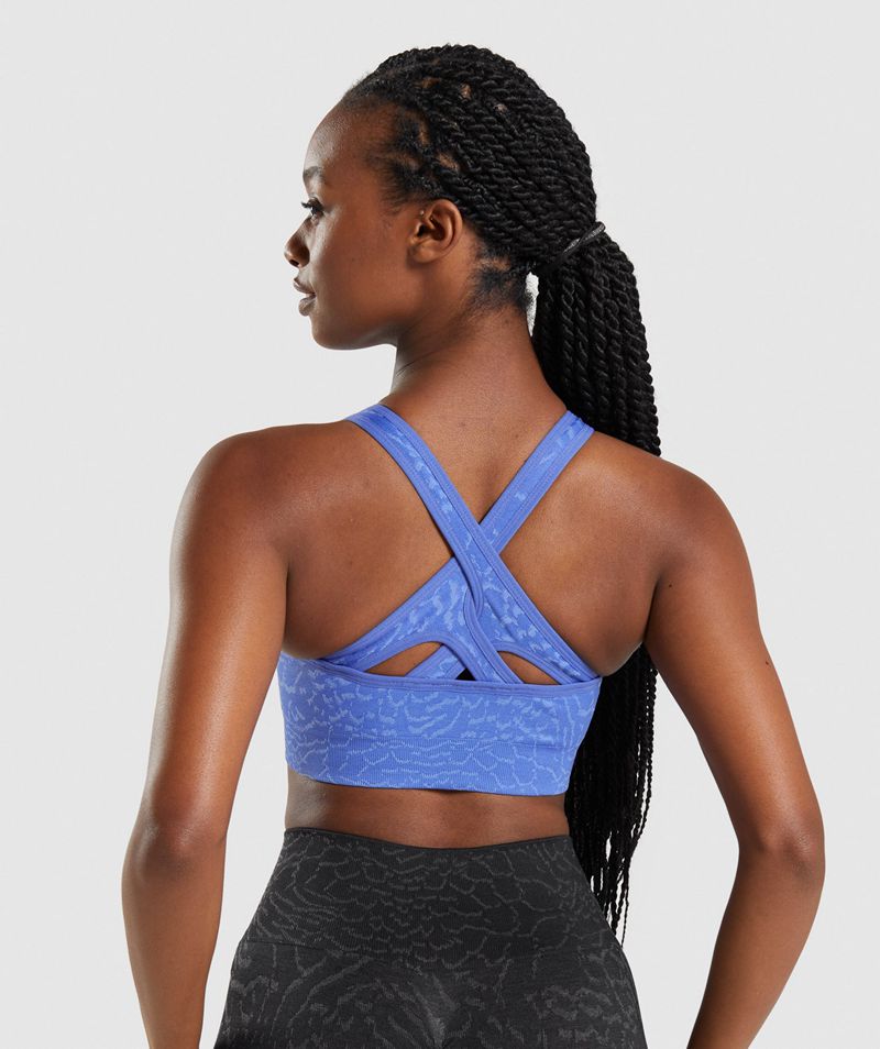 Women's Gymshark Adapt Animal Seamless Sports Bra Blue | USA  1627-NOATJ