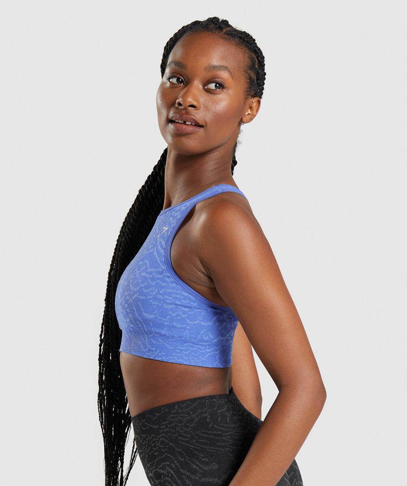 Women's Gymshark Adapt Animal Seamless Sports Bra Blue | USA  1627-NOATJ