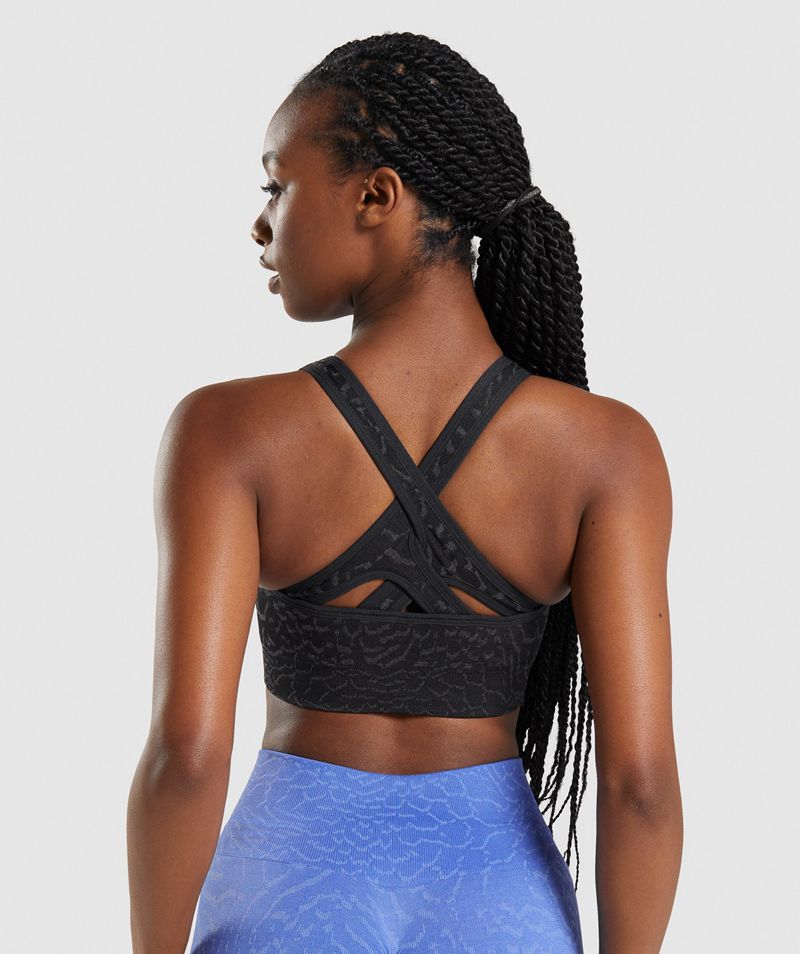 Women's Gymshark Adapt Animal Seamless Sports Bra Black | USA  5982-FXWZE