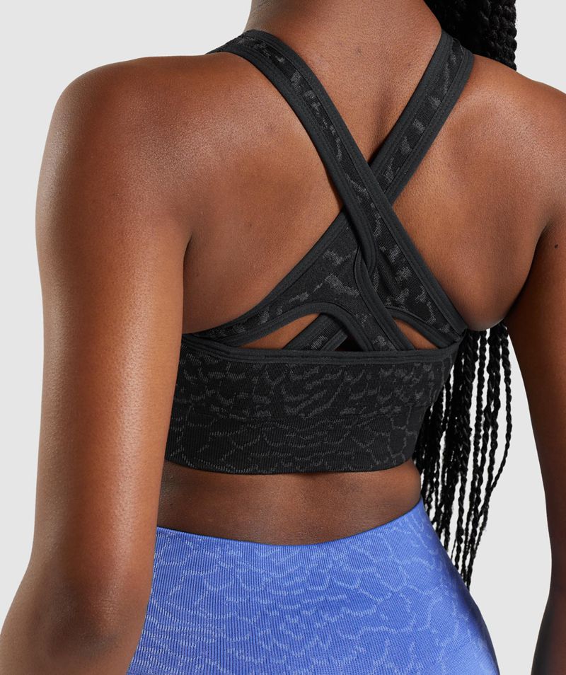 Women's Gymshark Adapt Animal Seamless Sports Bra Black | USA  5982-FXWZE