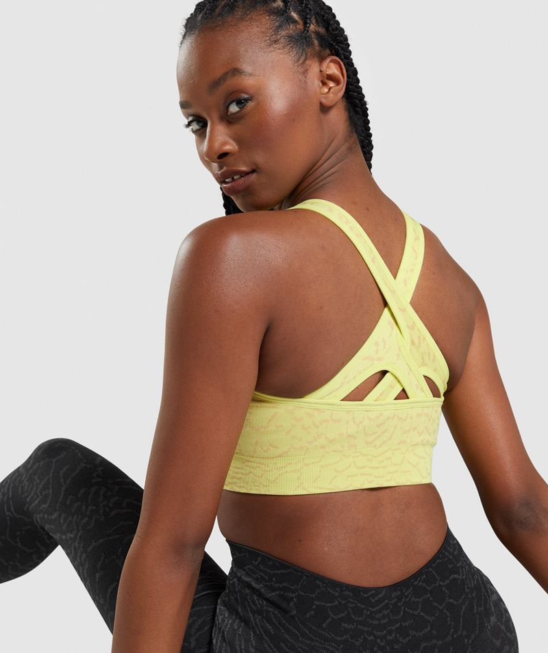 Women's Gymshark Adapt Animal Seamless Sports Bra Yellow | USA  8149-YEWRF