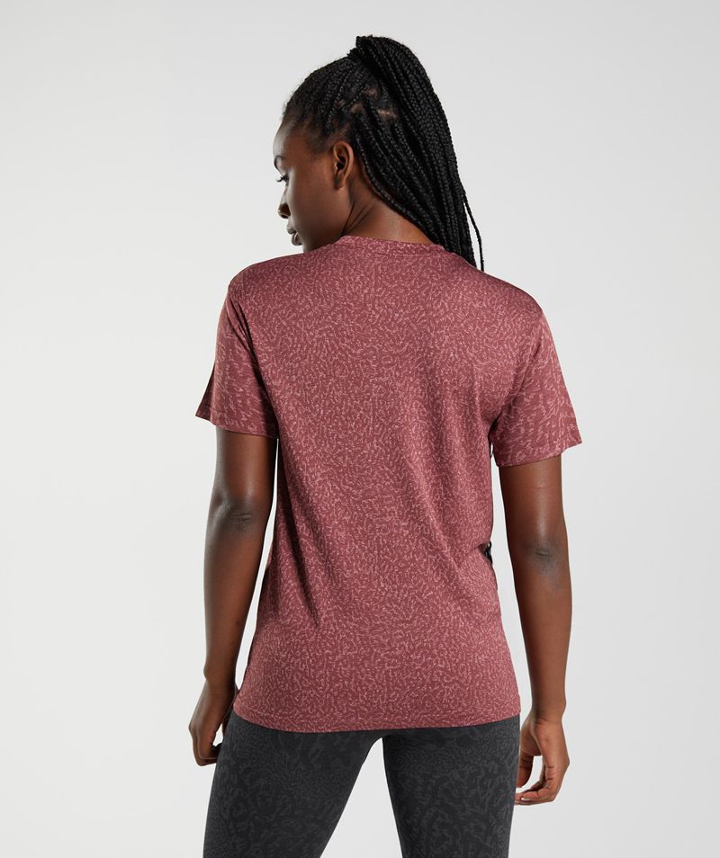 Women's Gymshark Adapt Animal Seamless T-Shirts Burgundy | USA  6923-UDTSK