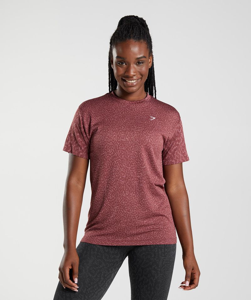 Women\'s Gymshark Adapt Animal Seamless T-Shirts Burgundy | USA  6923-UDTSK