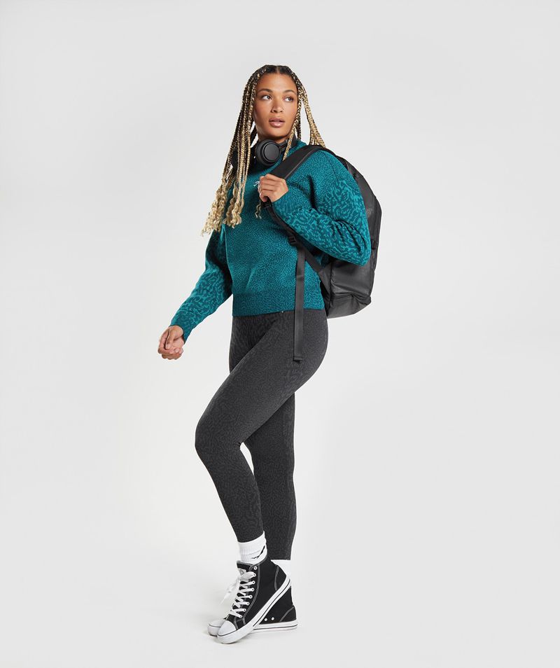 Women's Gymshark Adapt Animal Sweatshirts Turquoise | USA  8914-EUHQY