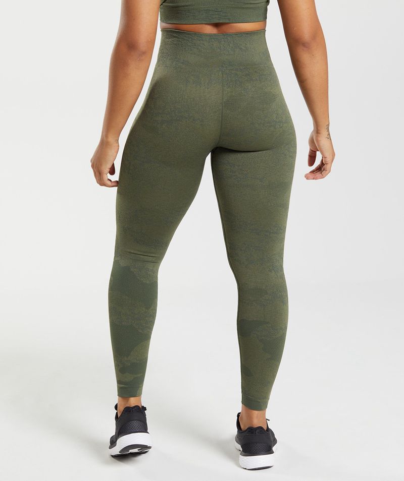 Women's Gymshark Adapt Camo Seamless Leggings Olive | USA  0579-HJPOC