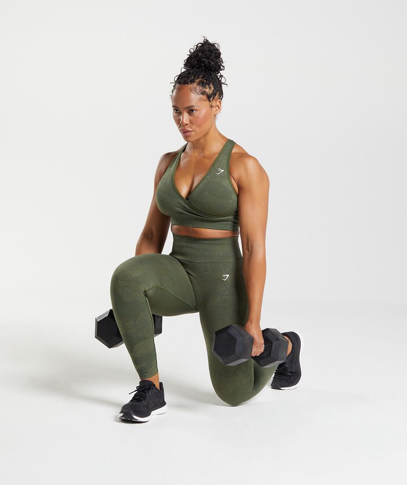 Women's Gymshark Adapt Camo Seamless Leggings Olive | USA  0579-HJPOC