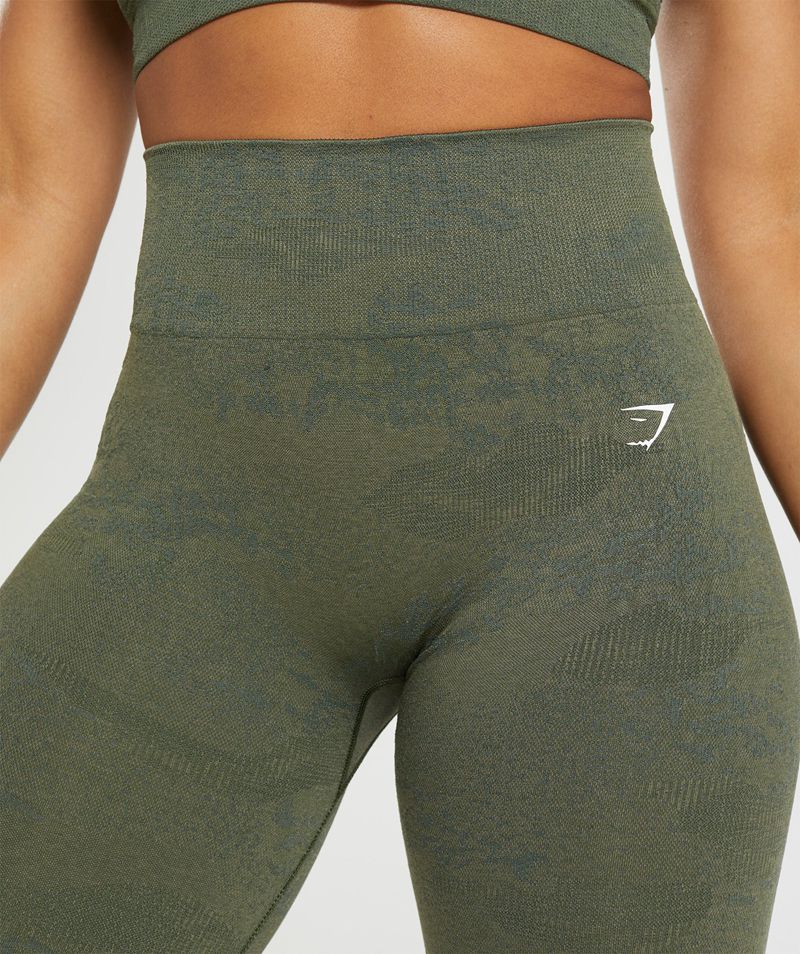 Women's Gymshark Adapt Camo Seamless Leggings Olive | USA  0579-HJPOC