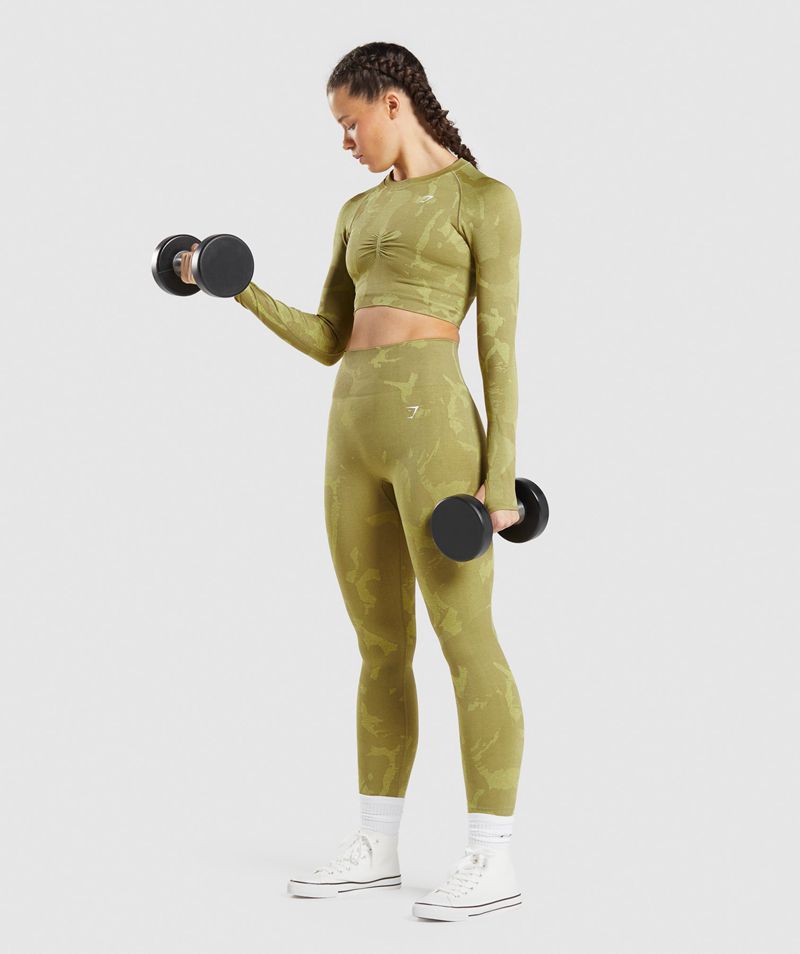 Women's Gymshark Adapt Camo Seamless Leggings Green | USA  3279-DWLUP