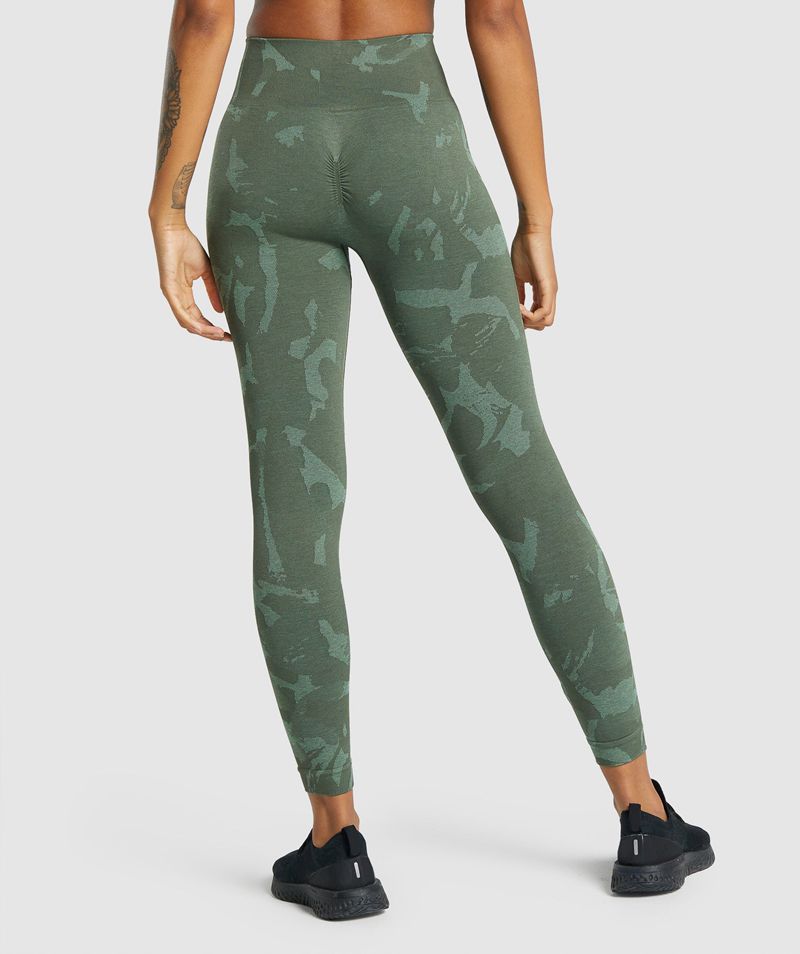 Women's Gymshark Adapt Camo Seamless Leggings Green | USA  4320-IWLNG