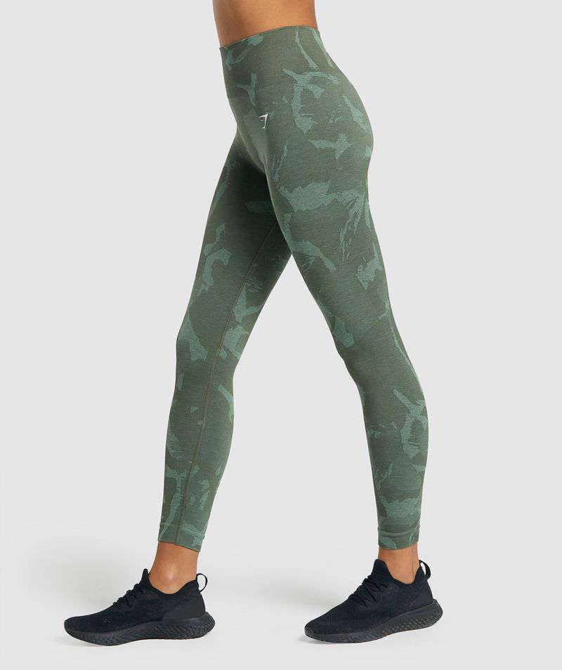 Women's Gymshark Adapt Camo Seamless Leggings Green | USA  4320-IWLNG